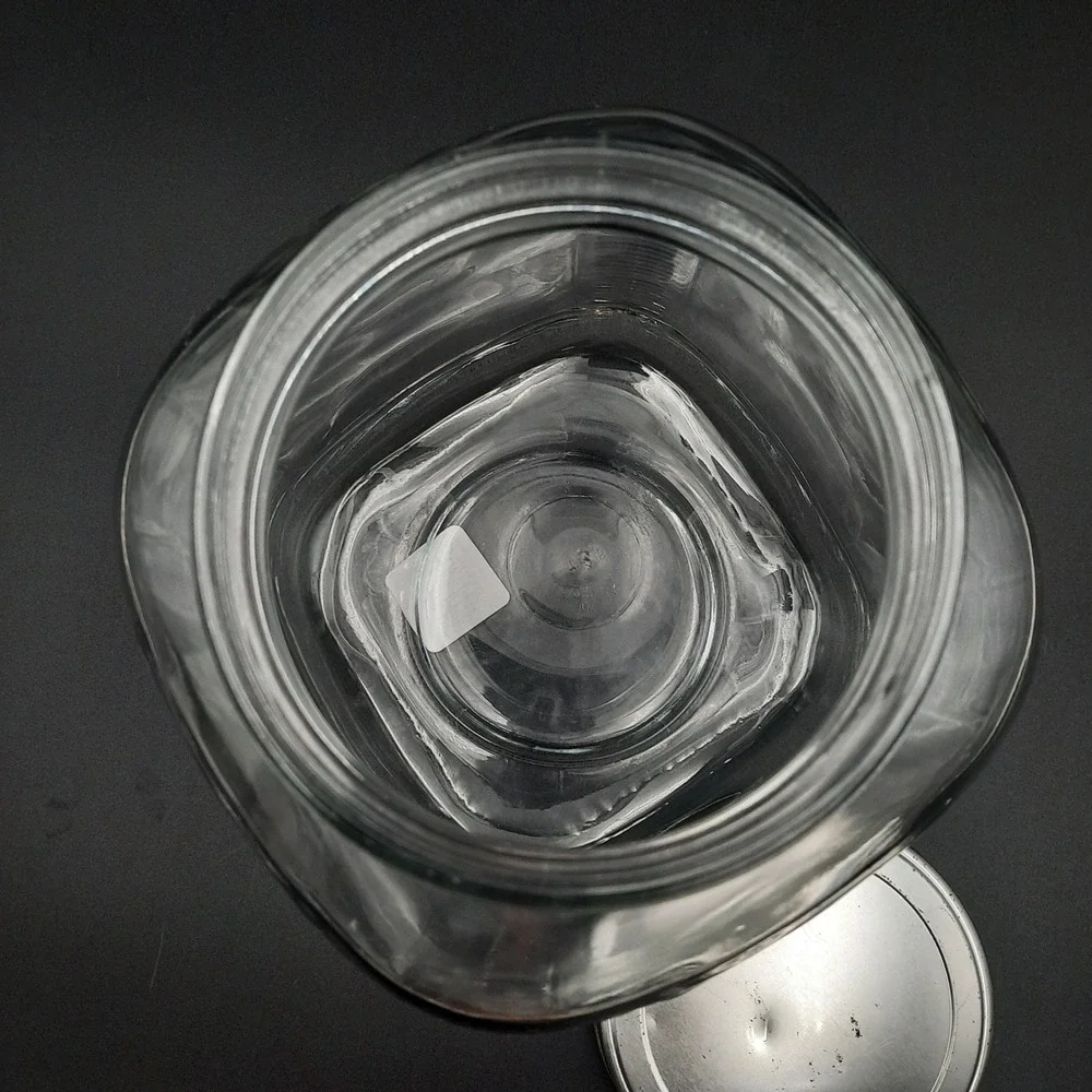 Clear Glass Canister Jar w/‎ Silver Metal Lid – Square Pantry Storage Container